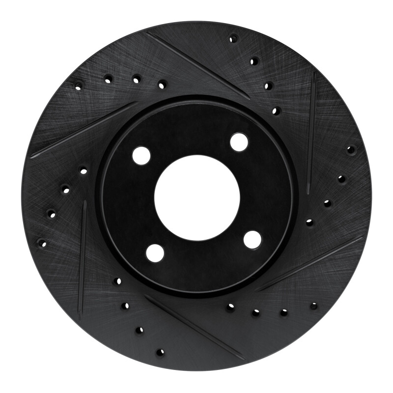 Nissan Versa Brake Rotor (1) - Front Right - R1 Concepts - Drilled & Slotted - Black - `17-`25